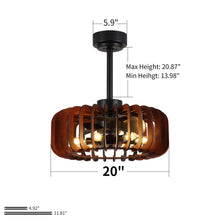 Load image into Gallery viewer, Ceiling Fan, Fandelier With 6 E12 Sockets, Reversible DC Motor, 6 Speeds, Remote Control, Adjustable Hanging - Black / Brown

