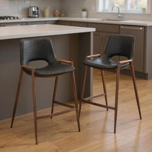 Load image into Gallery viewer, Steel Low Back Counter Height Bar Chairs (Set of 2) - Black And Brown
