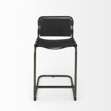 Load image into Gallery viewer, 29" Leather And Iron Bar Chair - Black
