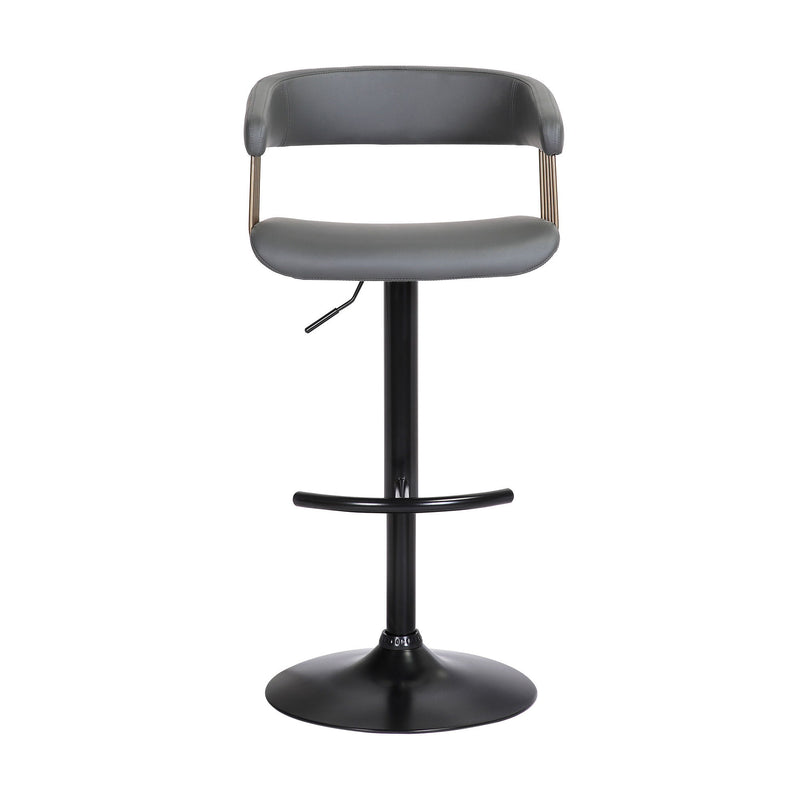 Faux Leather With Metal Swivel Adjustable Height Bar Chair - Gray, Gold And Black