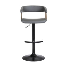 Load image into Gallery viewer, Faux Leather With Metal Swivel Adjustable Height Bar Chair - Gray, Gold And Black
