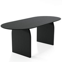 Load image into Gallery viewer, 79" Solid Wood Mirrored Double Pedestal Base Oval Dining Table - Black
