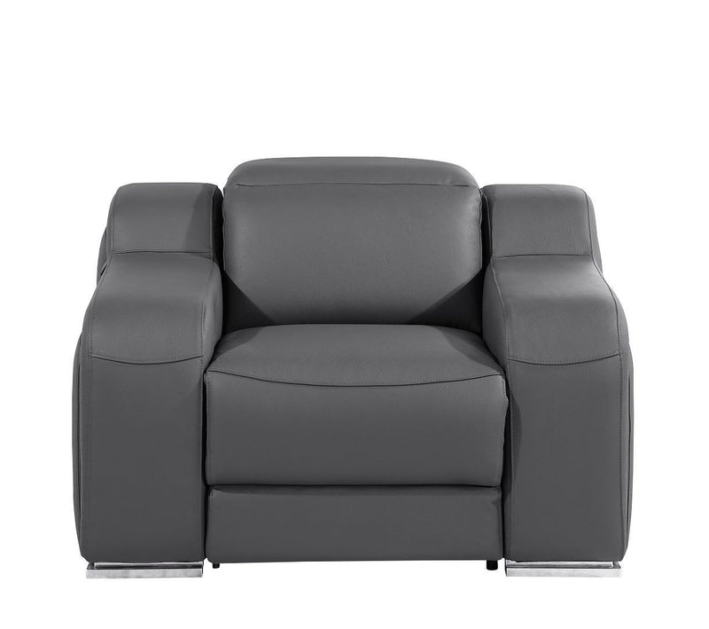 Italian Leather Wall Hugger Recliner With USB - Dark Gray