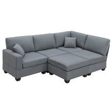 Load image into Gallery viewer, [VIDEO provided][New]89.8*60.2&quot; Modern Sectional Sofa,5-Seat Modular Couch Set with Convertible Ottoman,L-Shape Linen Fabric Corner Couch Set with 2 Pillows for Living Room,Apartment,Office, 3 Colors
