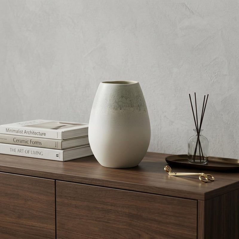 Ceramic Oval Table Vase - Light Gray