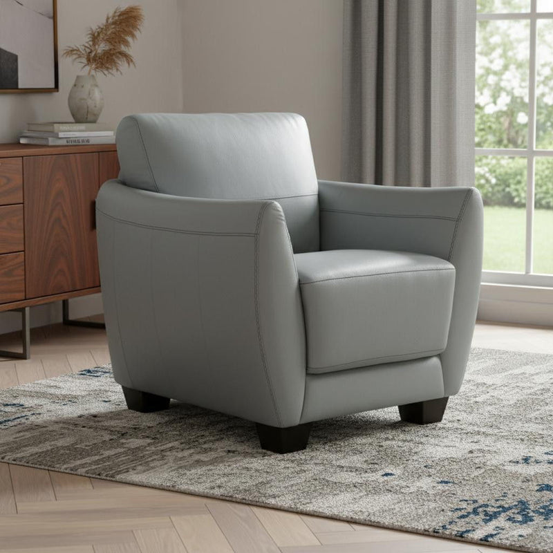 Genuine Leather and Black Arm Chair 33" - Watery