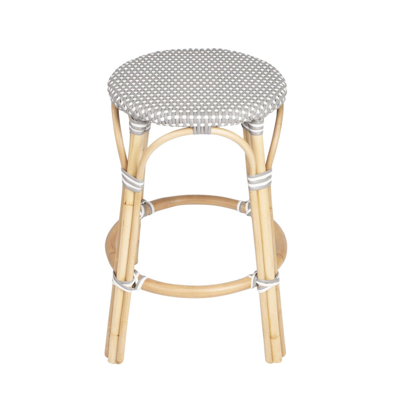 Rattan Backless Counter Height Bar Chair - Natural Gray / White