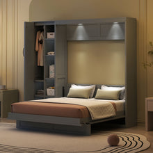 Load image into Gallery viewer, Murphy Wall Bed With Shelves, Wardrobe And LED Lights

