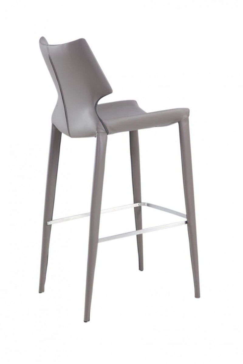 Faux Leather And Steel Low Back Bar Height Bar Chairs (Set of 2) - Gray