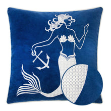 Load image into Gallery viewer, Liz Mermaid Pillow Cover With Matching Back And Hidden Zipper - Indigo
