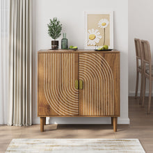 Load image into Gallery viewer, Buffet Cabinet With Line Groove Design, Sideboard Buffet Cabinet With Storage, Multifunctional Accent Cabinet For Living Room, Entryway, Hallway, Office, Kitchen - Brown
