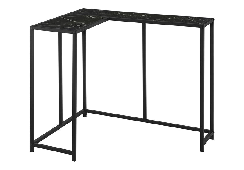 Faux Marble And Iron Frame End Table - Black And White