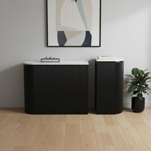 Load image into Gallery viewer, Genuine Marble And Solid Wood Oval Solid Wood Console Tables (Set of 2) - White / Black
