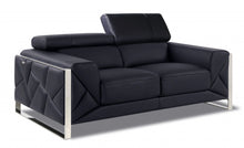 Load image into Gallery viewer, Italian Leather Loveseat - Black / Silver
