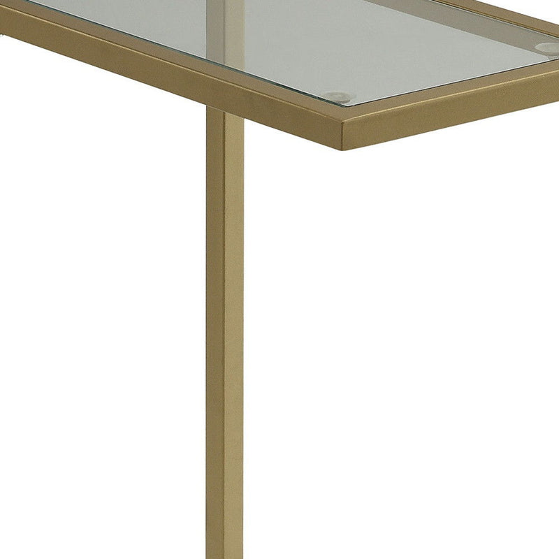 Glass Rectangular End Table - Gold And Clear
