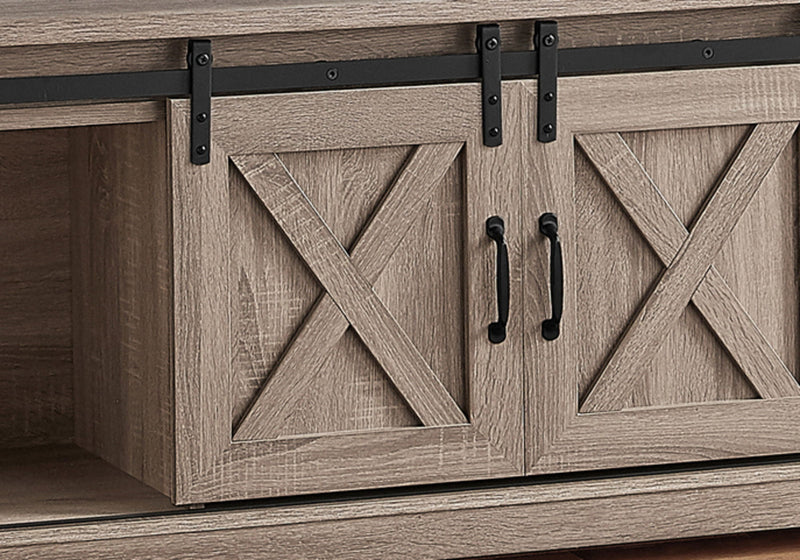 59" Deep Cabinet Enclosed Storage TV Stand - Taupe