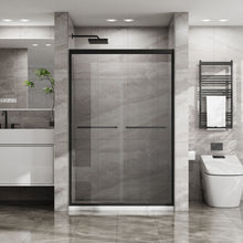 Load image into Gallery viewer, Matte Black Double Sliding Glass Shower Door With Aluminum Frame And SGCC Clear Tempered Glass - Black

