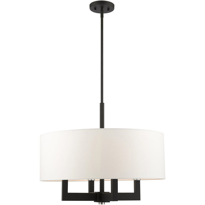 22" Four Light Dimmable Chandelier With Shades - Black