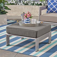 Load image into Gallery viewer, Outdoor Aluminum Ottoman With Cushion - Gray
