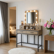 Load image into Gallery viewer, Vanity Desk With 3 Color Lighted Mirror And 4 Drawers
