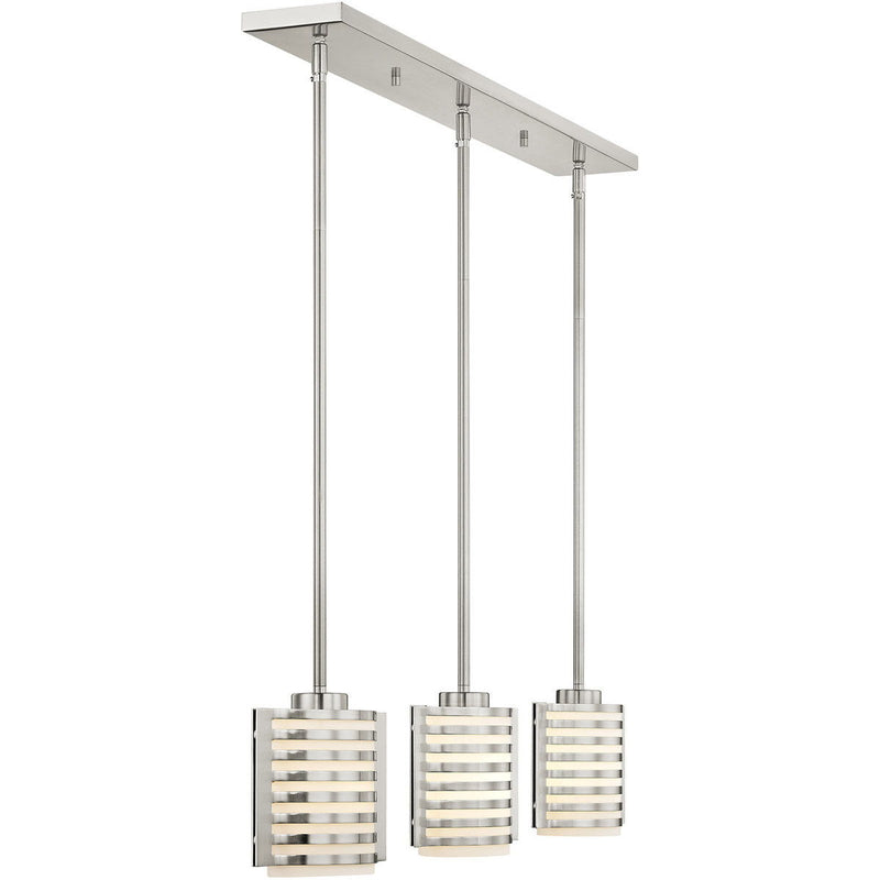 9" Three Light Dimmable Chandelier With Shades - Nickel