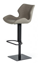 Load image into Gallery viewer, Faux Leather And Stainless Steel Swivel Low Back Bar Height Bar Chair - Gray / Black
