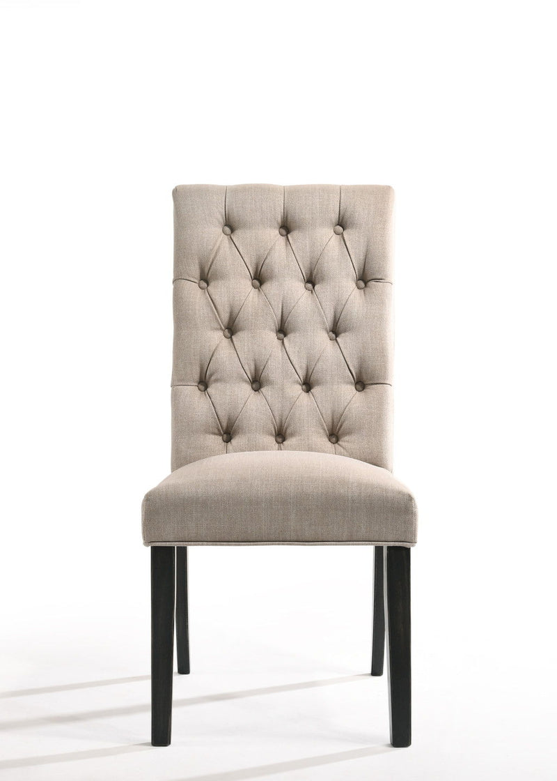Tufted And Upholstered Linen Open Back Dining Side Chairs (Set of 2) - Tan
