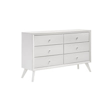 Load image into Gallery viewer, 1 Piece Dresser With Angled Legs, Wave Texture And Round Knobs - White

