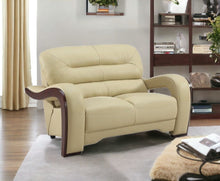 Load image into Gallery viewer, Brown Faux Leather Love Seat - Beige / Dark
