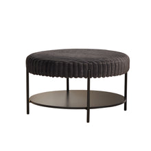 Load image into Gallery viewer, Modern Upholstered Round Ottoman Coffee Table With Storage Shelf
