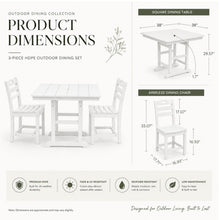 Load image into Gallery viewer, Outdoor Patio Dining Set, Square Table With Umbrella Hole And Armless Chairs
