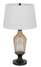 Load image into Gallery viewer, Glass Table Lamp With White Empire Shade - Bronze
