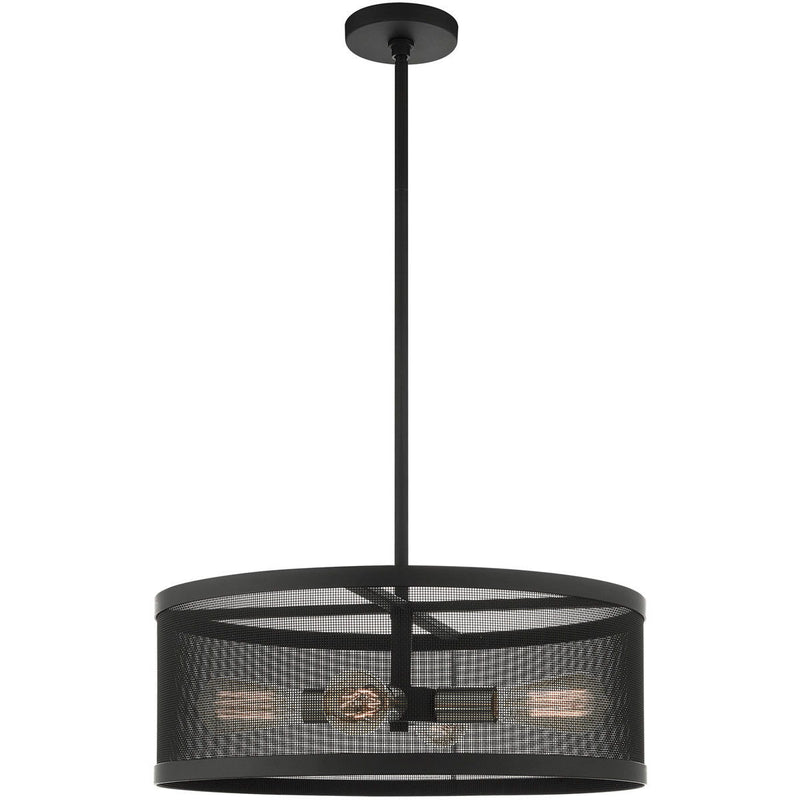 16" Four Light Dimmable Chandelier With Shades - Black