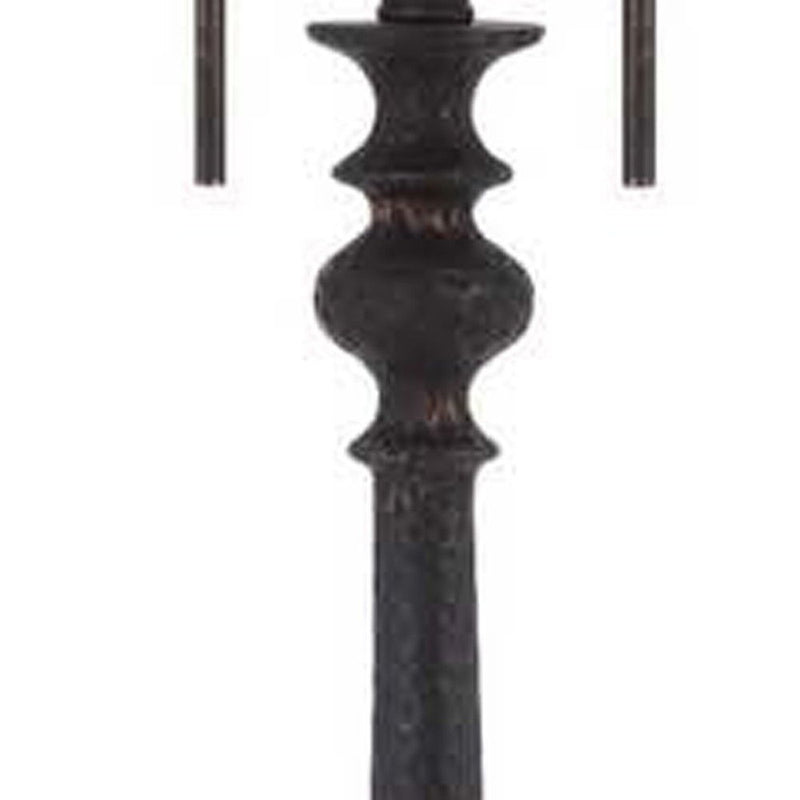 Two Light Traditional Shaped Floor Lamp With Beige Square Shade - Rust