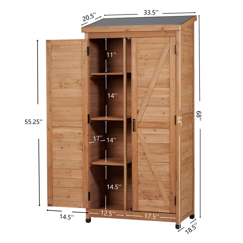 Outdoor Storage Shed With Vertical Tool Cabinet For Backyard