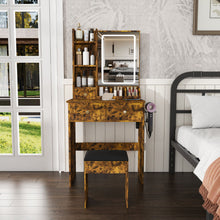 Load image into Gallery viewer, Modern Small Vanity Desk With 3 LED Lighting Modes, 3 Drawers
