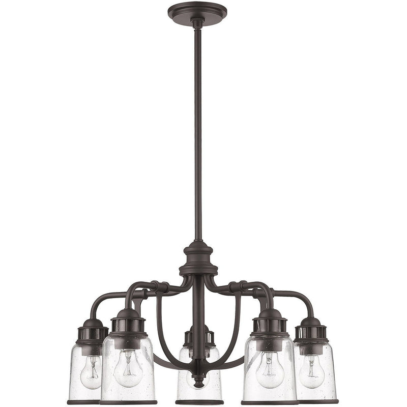 21'' Five Light Dimmable Chandelier With Shades - Bronze