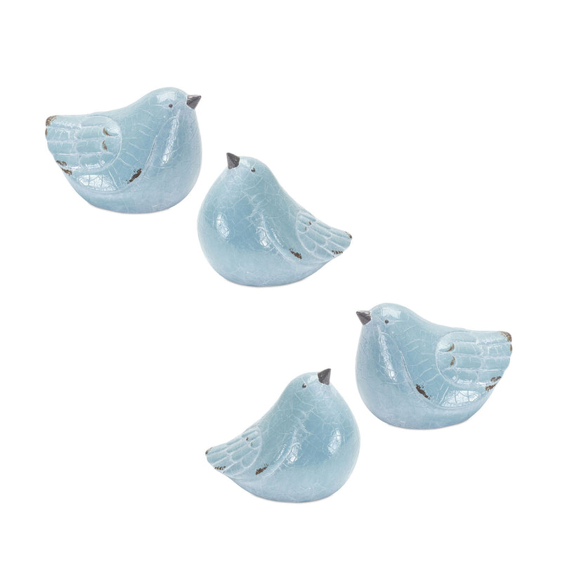 Bird Figurines (Set of 4) - Blue / Terracotta