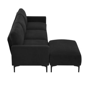 [VIDEO provided] [New] 103.5*59" Modern L-shaped Sectional Sofa, 4-seat Velvet Fabric Couch Set with Convertible Ottoman,Freely Combinable Sofa for Living Room, Apartment, Office,Apartment,2 Colors