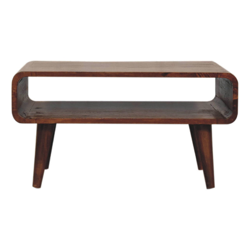 Solid Wood Enclosed Open Storage TV Stand (727851) - Brown