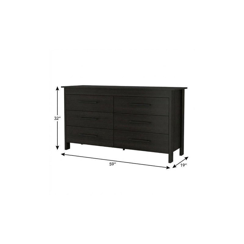 Six Drawer Double Dresser (737987) - Black