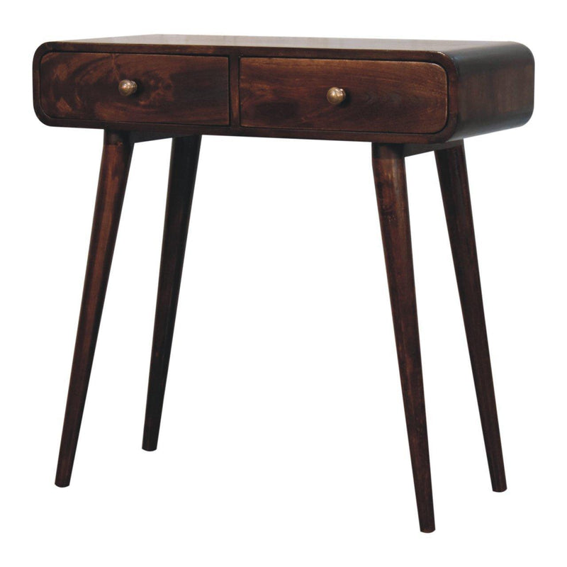 Solid Wood End Table With Two Drawers - Brown