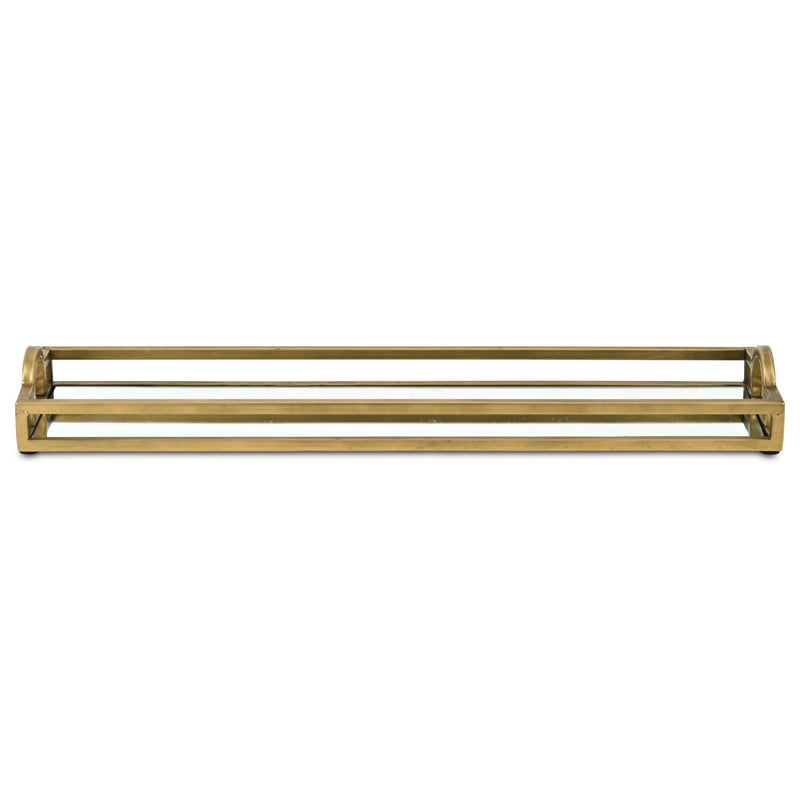 24" Mirrored Glass Handmade Vanity Tray With Handles - Gold