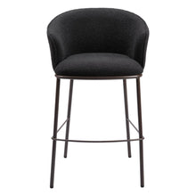 Load image into Gallery viewer, 30" Shearling And Steel Bar Height Bar Chair - Black / Bronze

