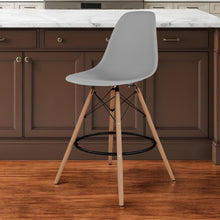 Load image into Gallery viewer, Heavy Duty Plastic And Solid Wood Counter Height Bar Chair - Gray And Brown
