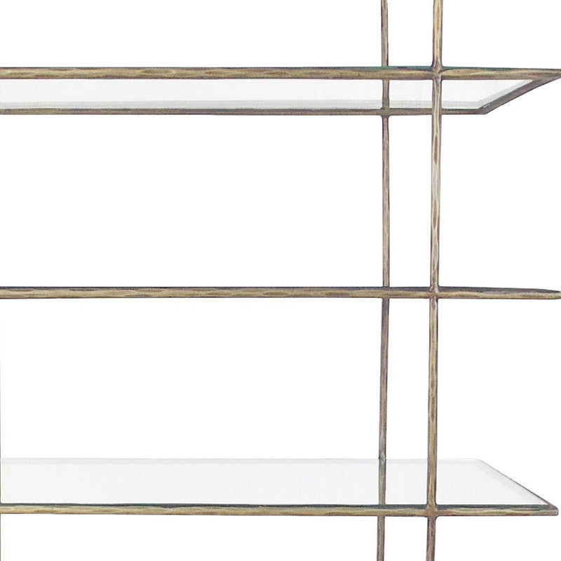 Five Tier Etagere Bookcase - Antiqued Gold / Clear
