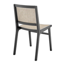Load image into Gallery viewer, Solid Wood Cane Partially Open Back Dining Side Chair - Black / Natural
