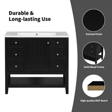 Load image into Gallery viewer, 36" Bathroom Vanity Base With 2 Cabinet And 3 Drawers - Black
