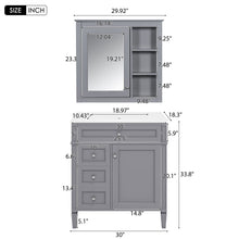Load image into Gallery viewer, Bathroom Vanity With Medicine Cabinet, Royal Mirror Cabinet, Modern Bathroom Storage Cabinet With 2 Soft Closing Doors And 4 Drawers
