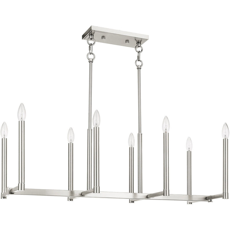 18'' Eight Light Dimmable Chandelier With Shades - Nickel